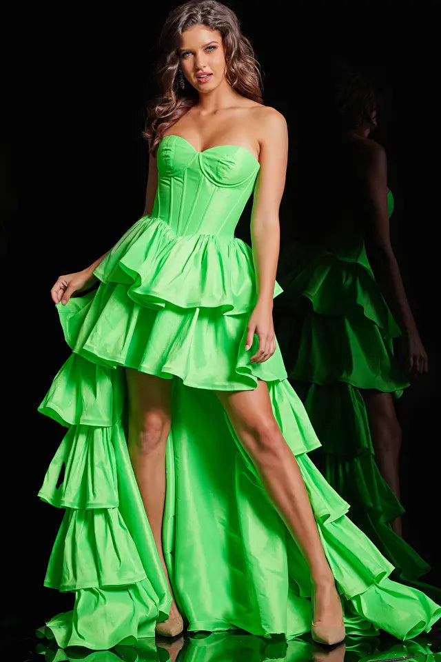 jovani green dress Rose Gold Sequin Prom Dress With Slit 48635