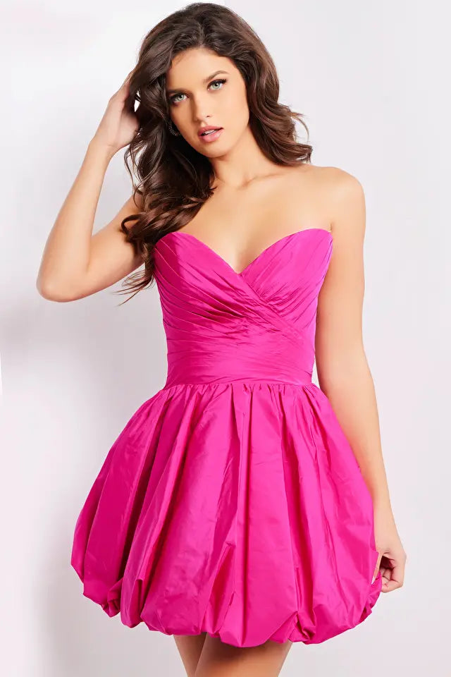 Jovani -37061 Strapless Back Bow Short Cocktail Dress