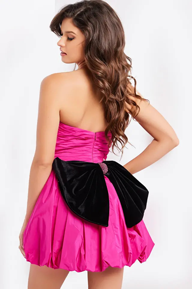 Jovani -37061 Strapless Back Bow Short Cocktail Dress