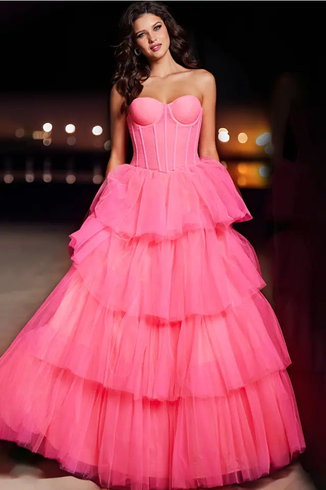 Jovani -37062 Tulle Corset Bodice Prom Ball Gown