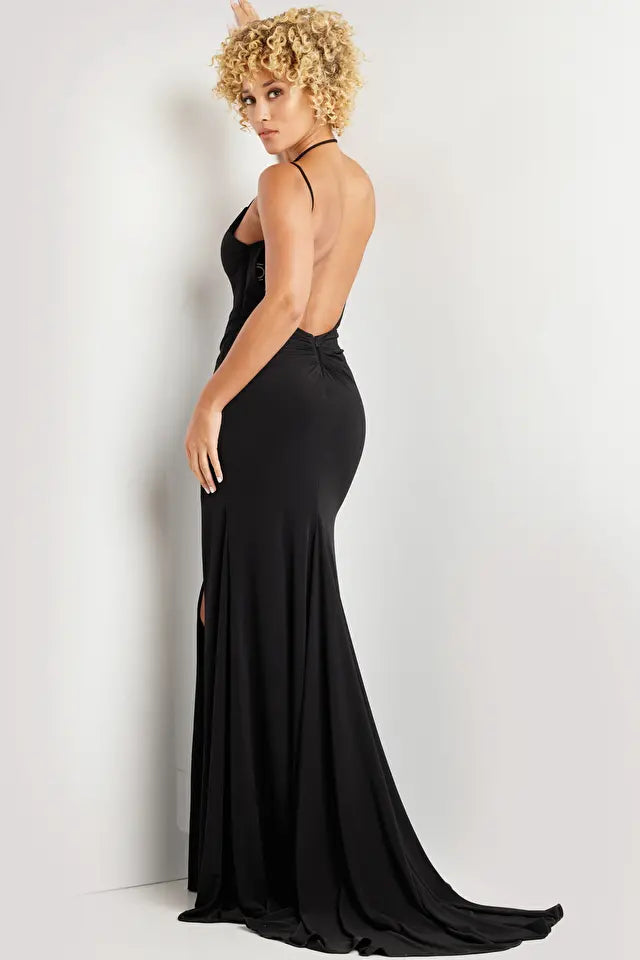 Jovani -37086 Fitted Halter Neck Prom Dress