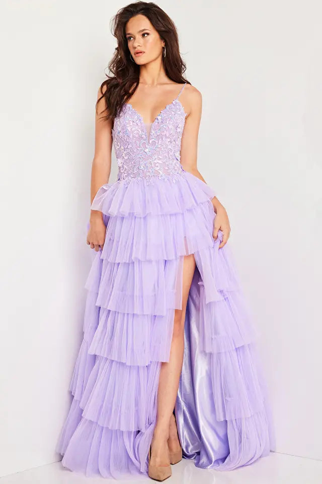 Jovani -37190 Embroidered Bodice A-Line Prom Dress