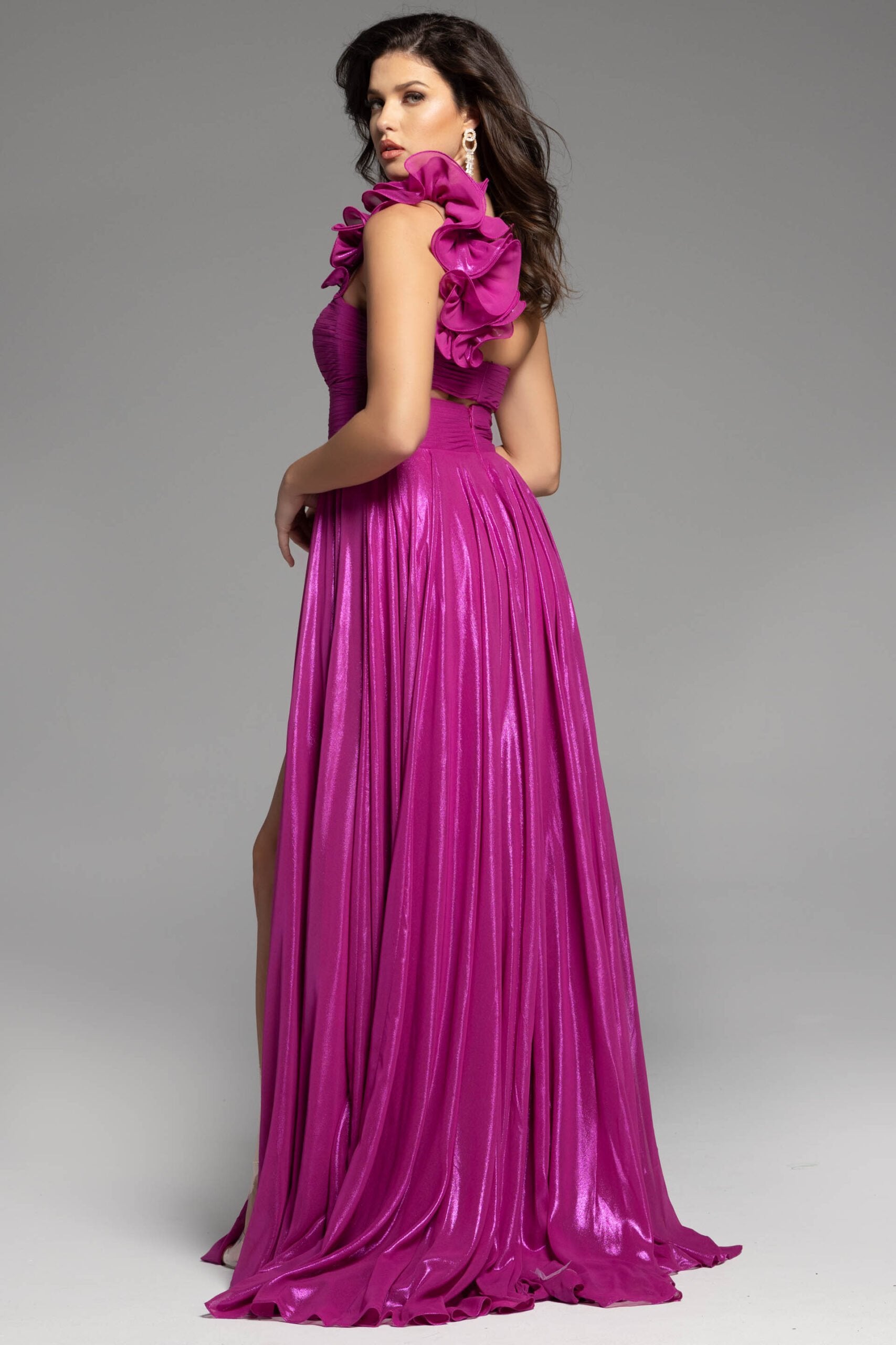 Jovani -37254 One Shoulder Pleated Prom Dress