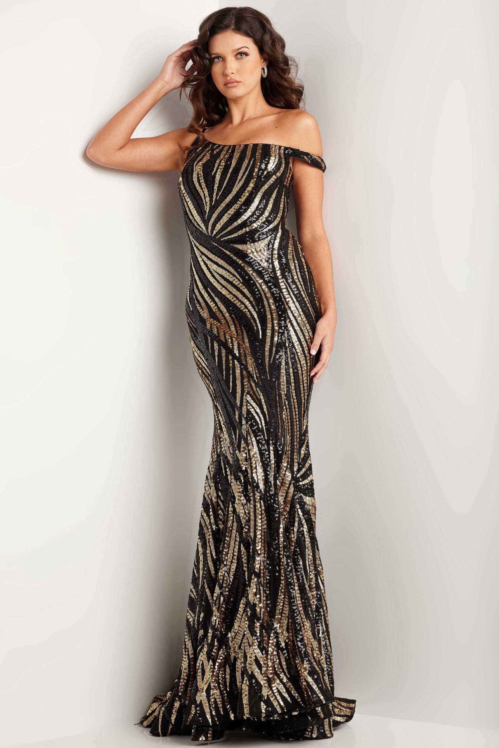 Jovani -37351B Embellished Beaded Sequin Mermaid Dress