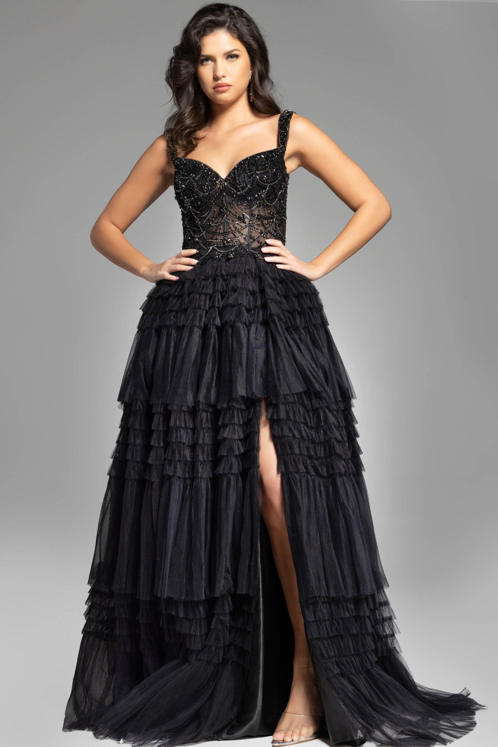 Jovani -37438 Beaded Bodice Ruffle Prom Ball Gown