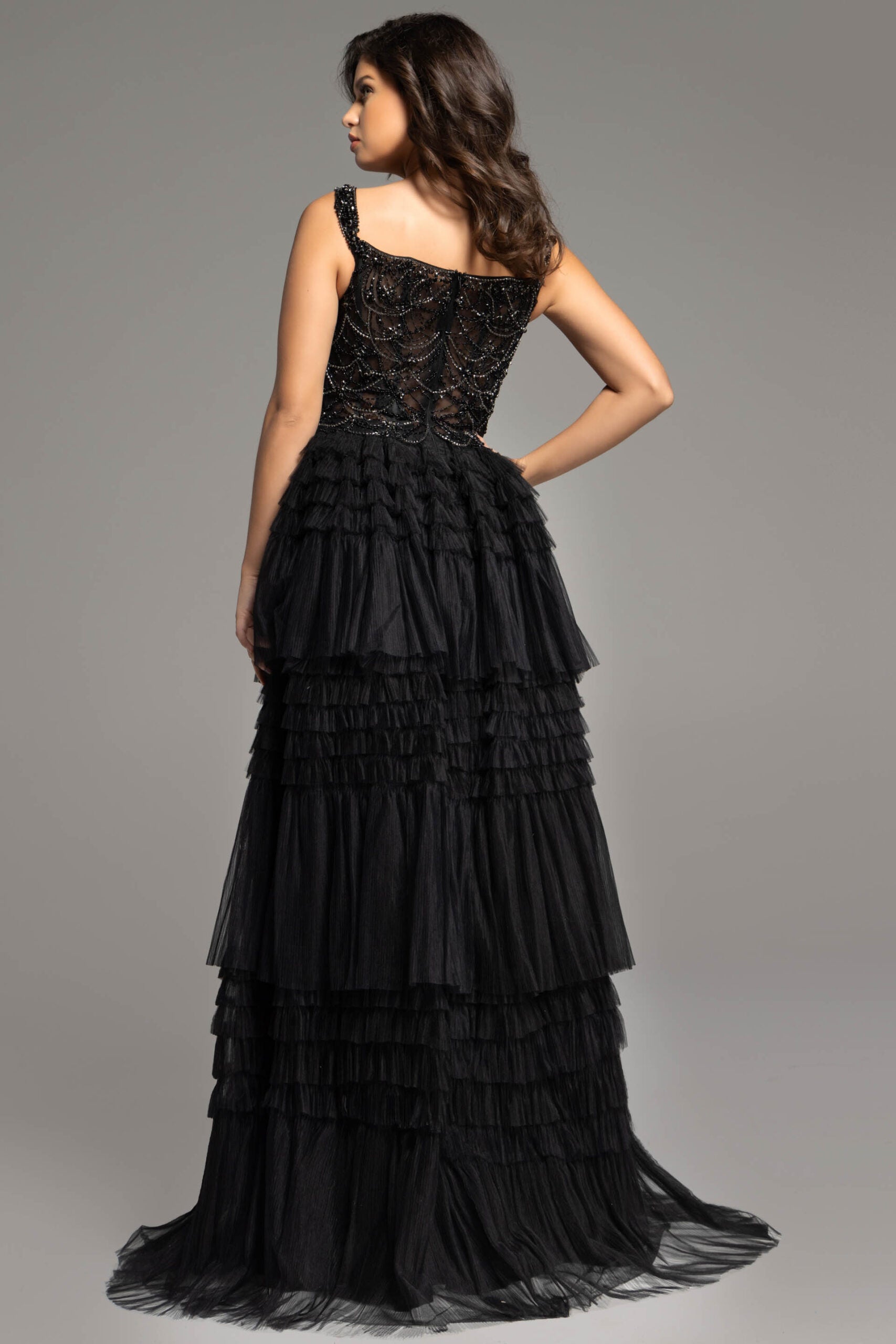 Jovani -37438 Beaded Bodice Ruffle Prom Ball Gown