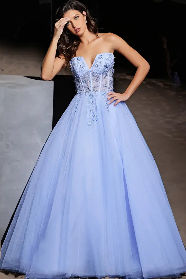 Jovani -37460 Embellished Bodice Corset Strapless Ball Gown