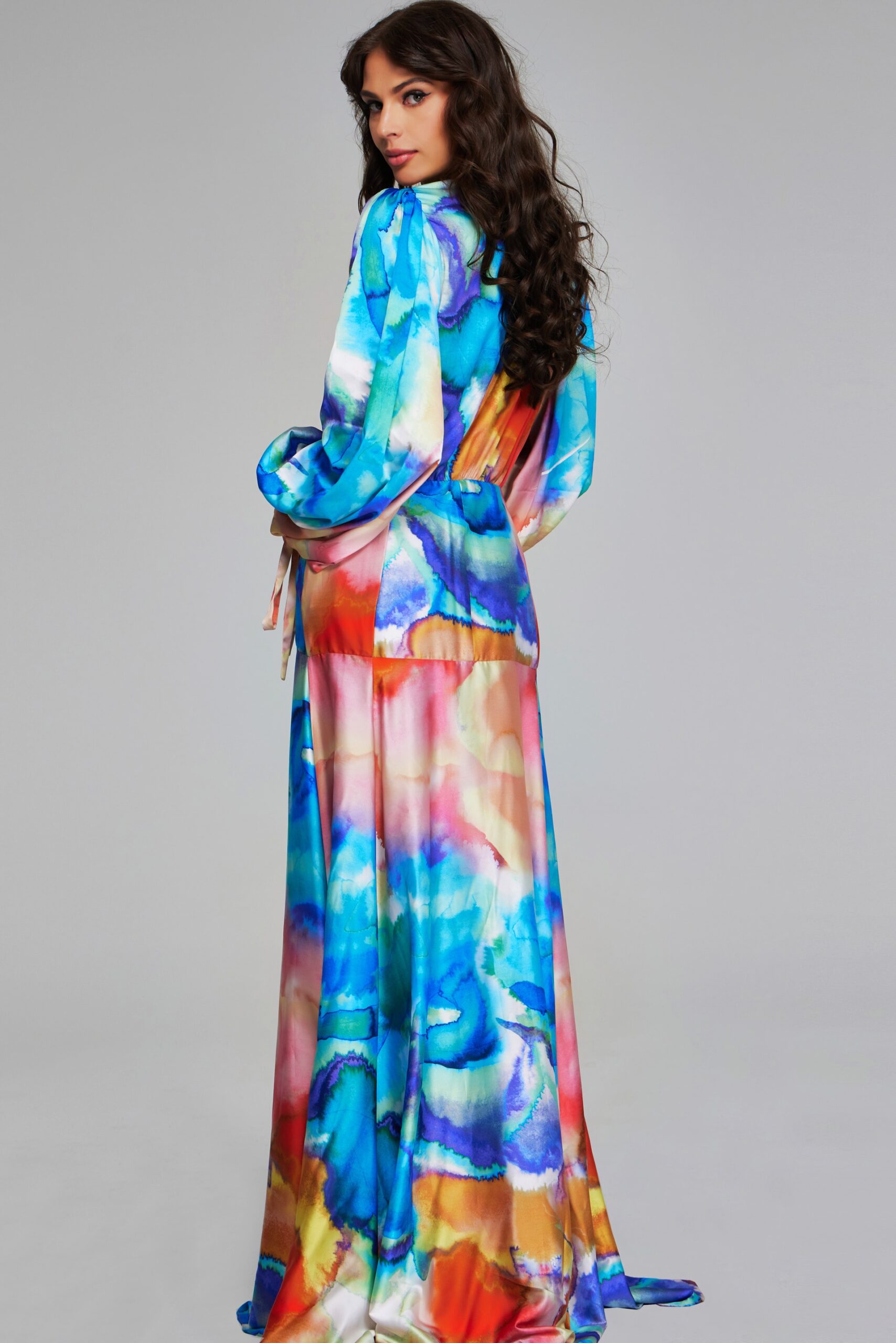 Jovani -37669 Floral Printed A-Line Evening Dress