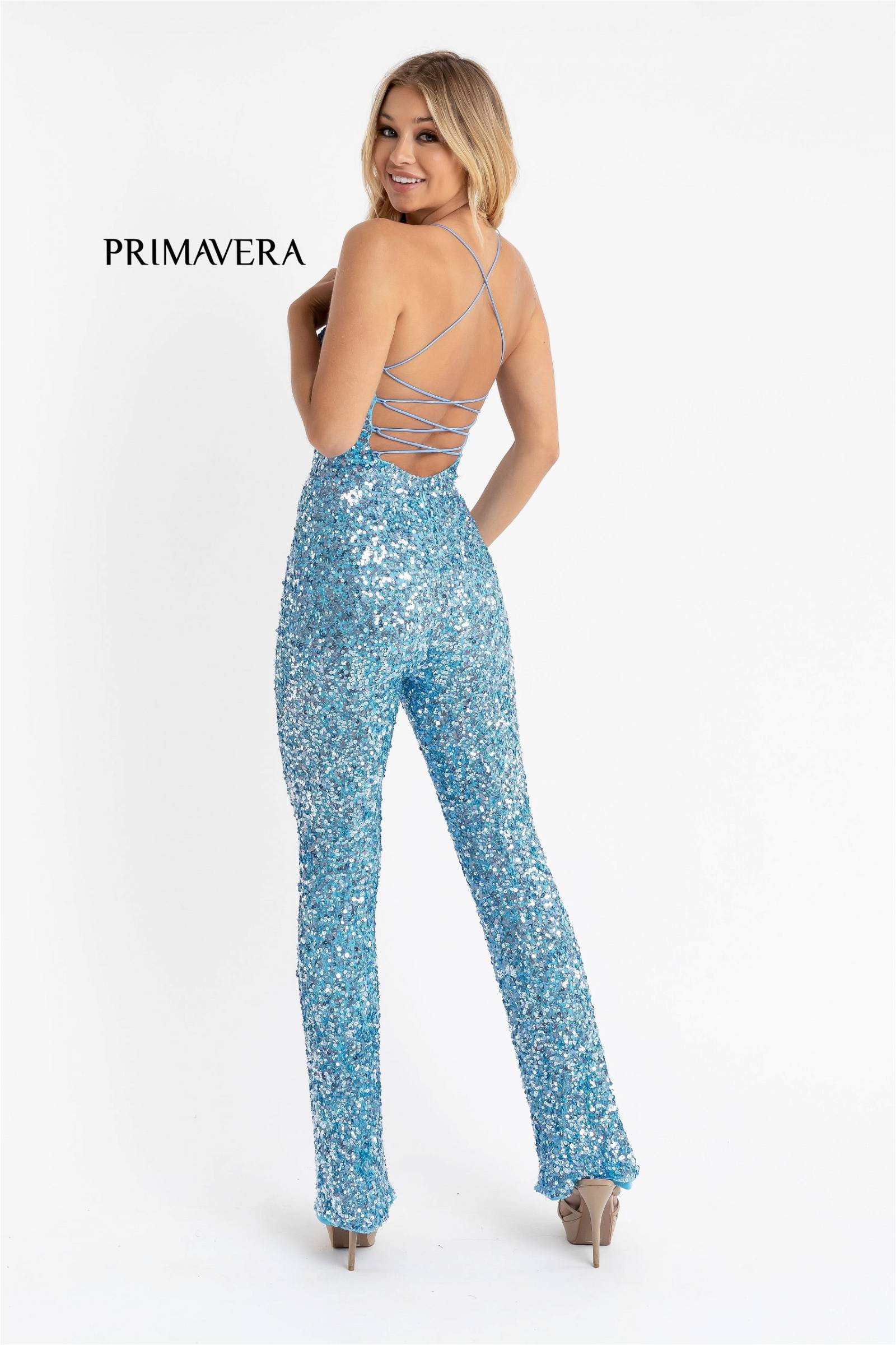 Sequin Scoop Neckline Jumpsuit By Primavera Couture -3774