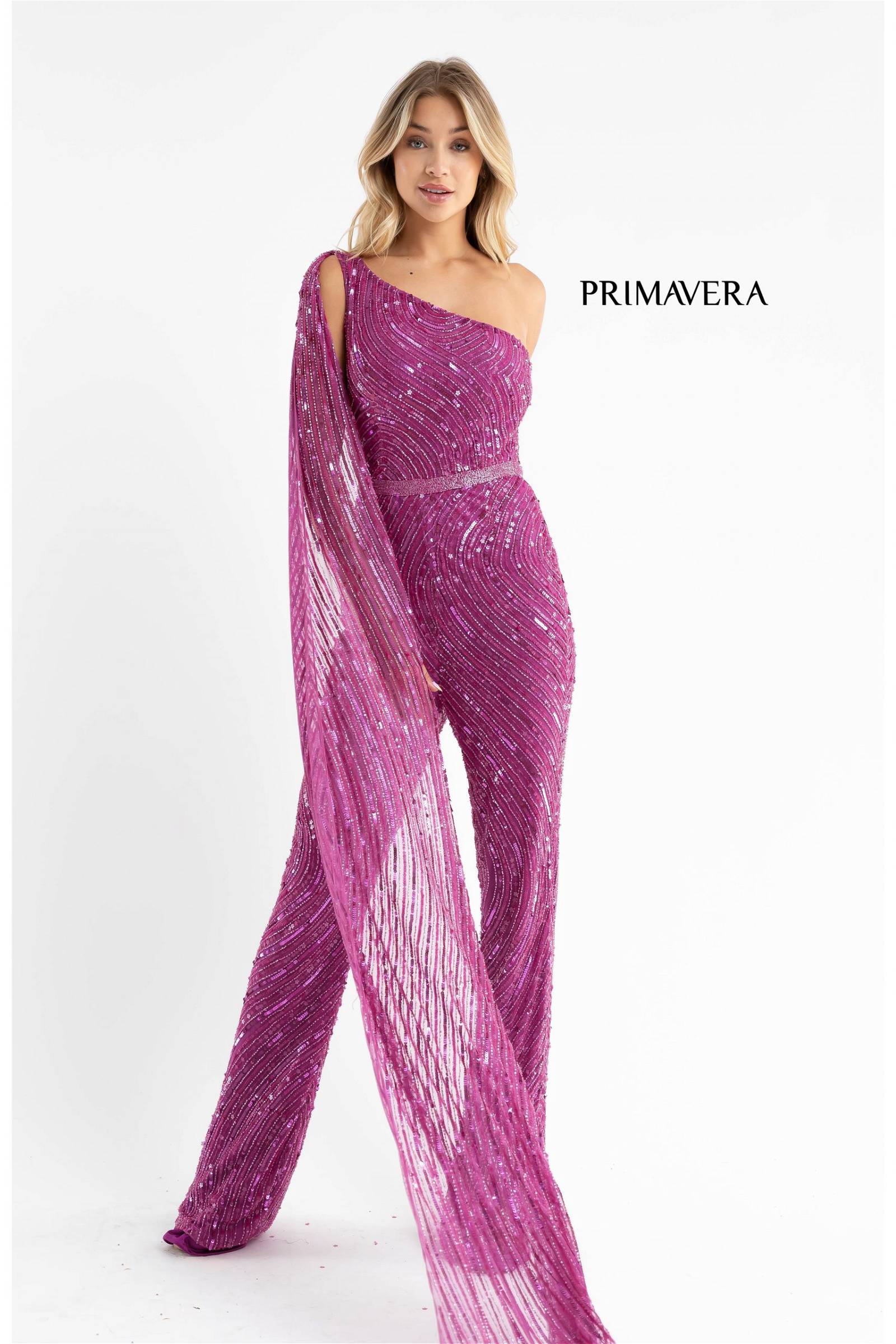 Sequined One Shoulder Jumpsuit Prom Dress By Primavera Couture -3776
