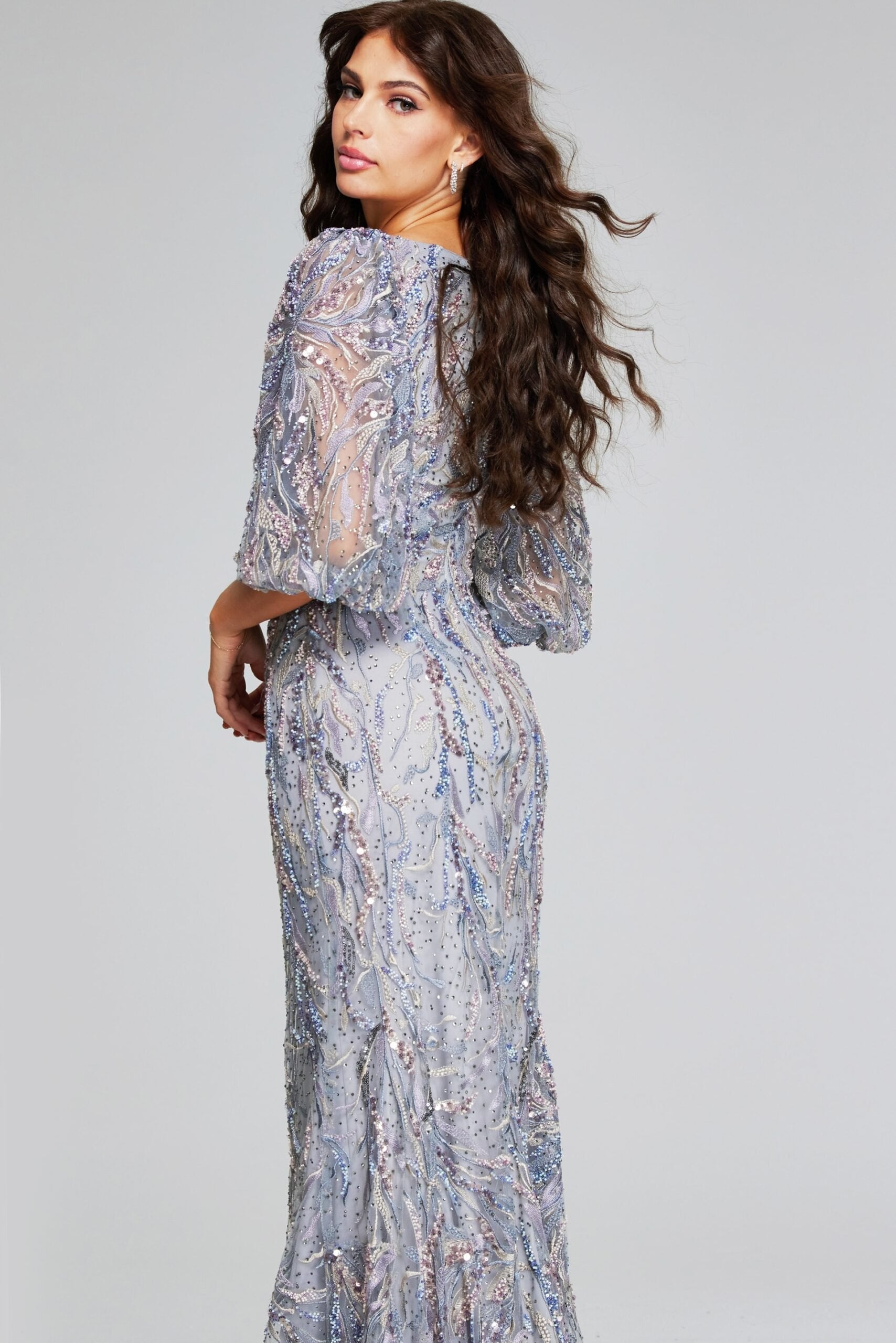 Jovani -38110B Sequin Embellished Tulle Mermaid Dress
