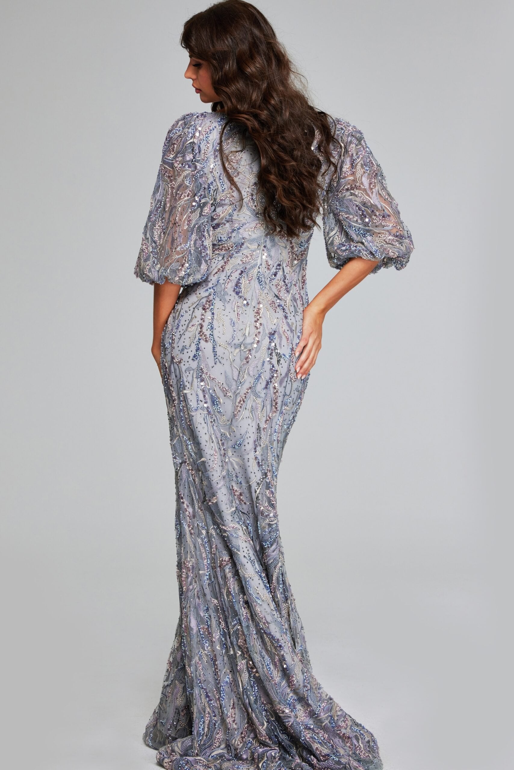 Jovani -38110B Sequin Embellished Tulle Mermaid Dress