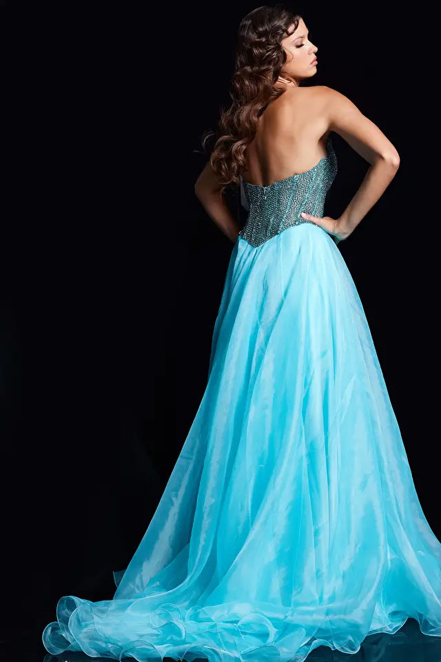 Jovani -38179 Embellished Bodice Strapless A-Line Prom Dress