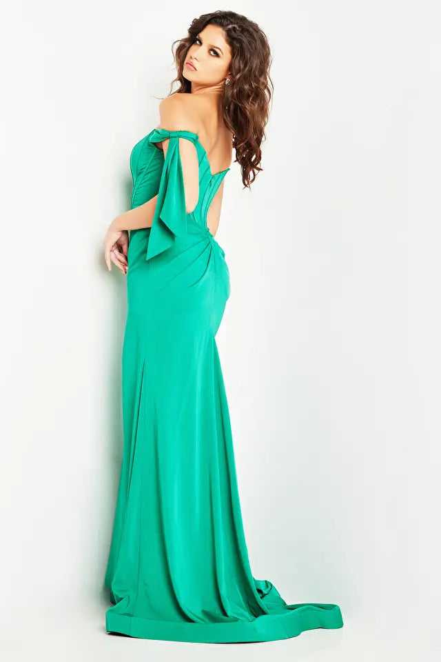 Jovani -38197 Embellished Ruffle Strapless Sheath Dress