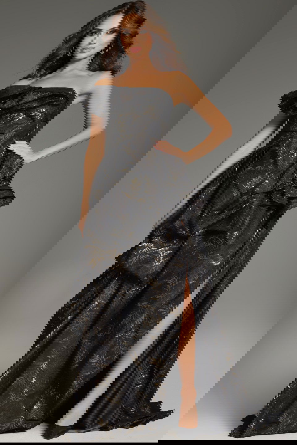 Jovani -38265 Ruffle Detailed A-Line Prom Gown