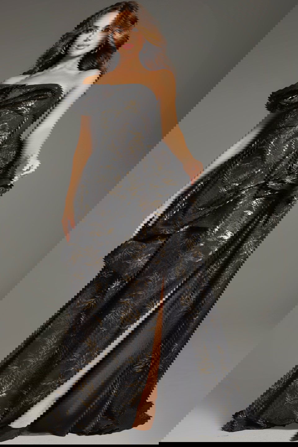 Jovani -38265 Ruffle Detailed A-Line Prom Gown