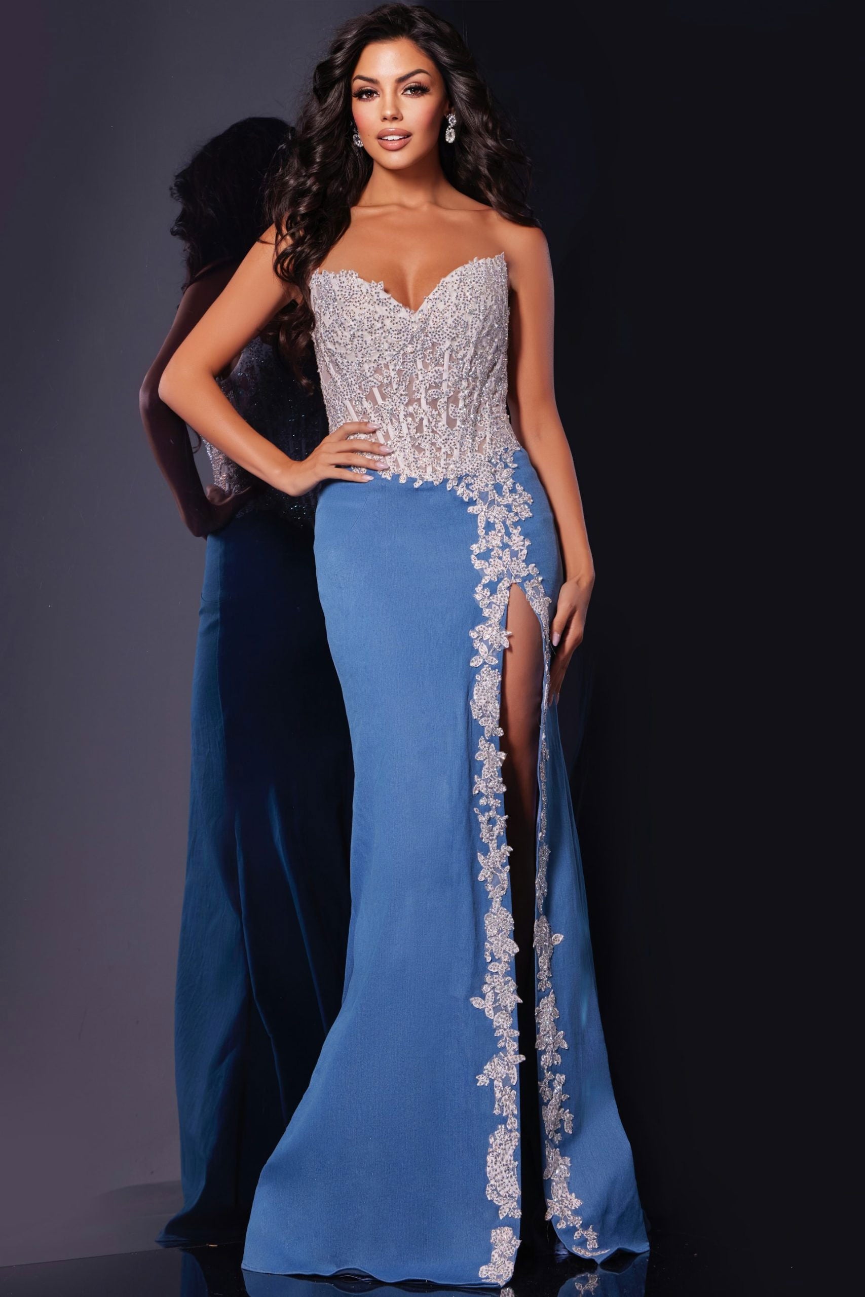 Jovani -43341 Lace Appliques Sweetheart Sheath Gown