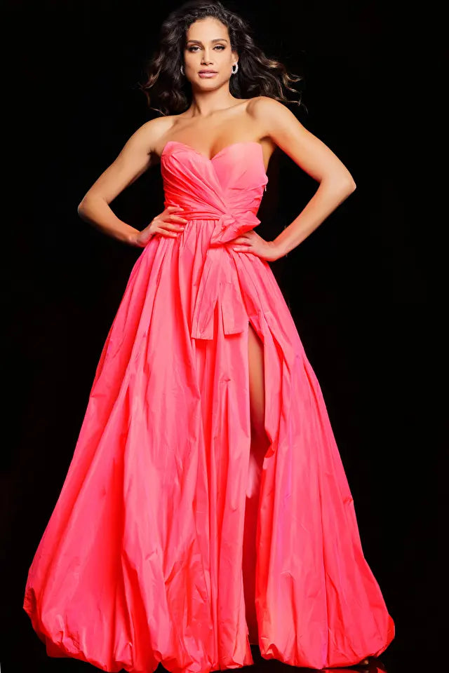 Jovani -38382 Pleated Bodice Strapless A-Line Prom Dress
