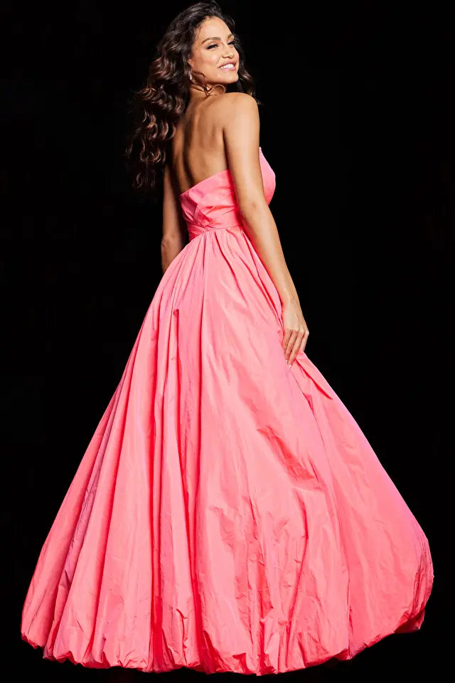 Jovani -38382 Pleated Bodice Strapless A-Line Prom Dress