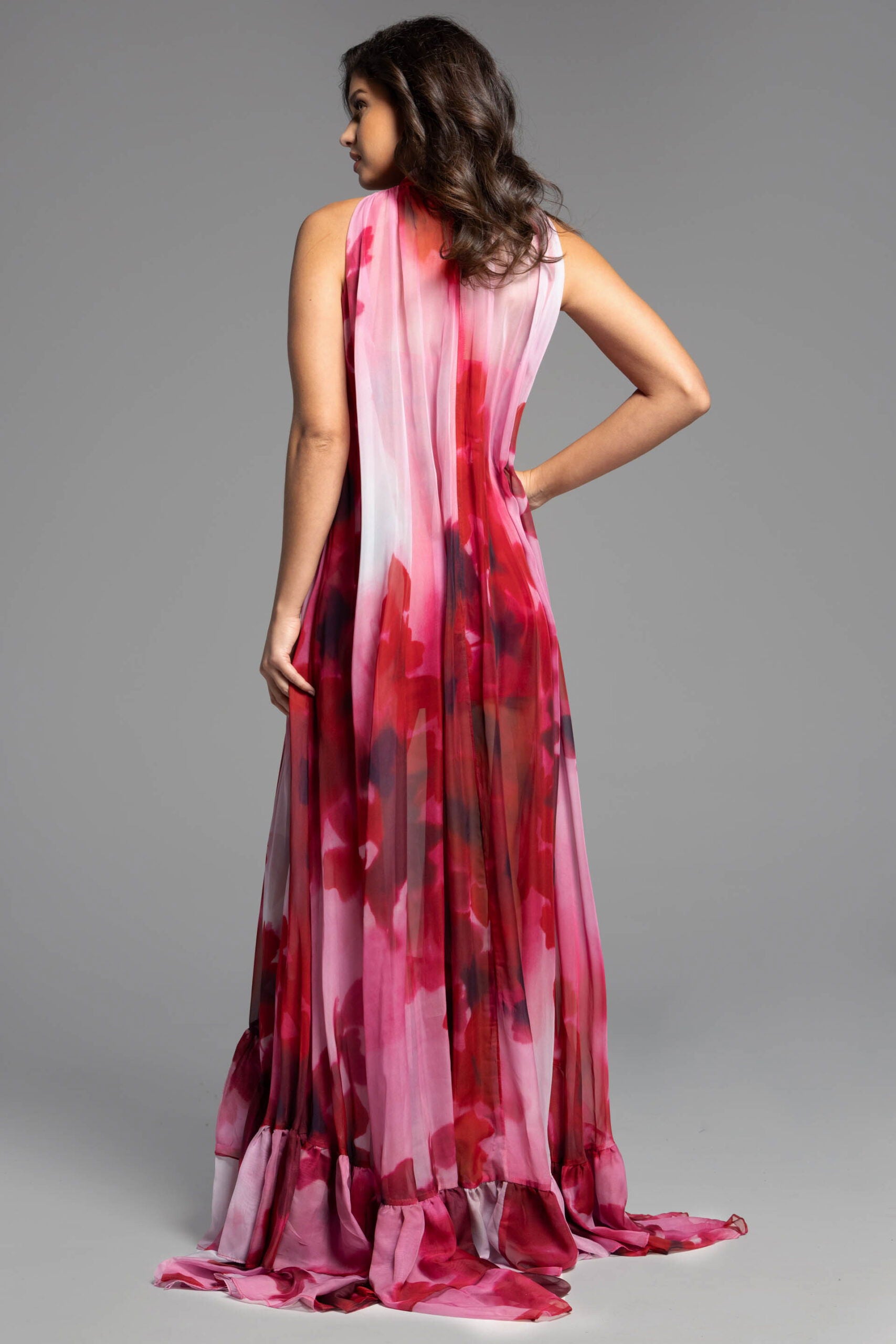 Jovani -38719 Halter Neck Floral Printed Gown