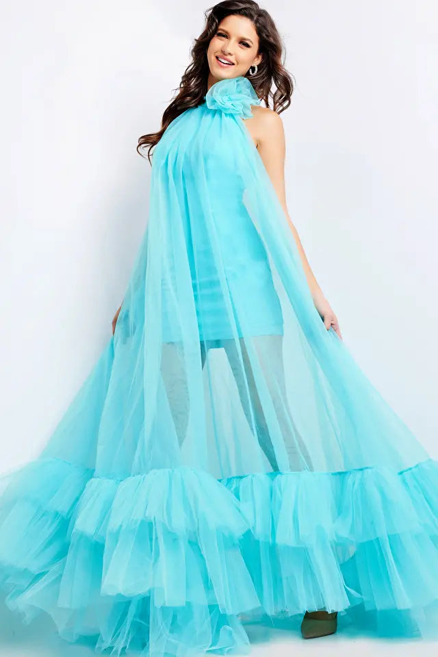 Jovani -38720 High Halter Neck Tulle Prom Dress