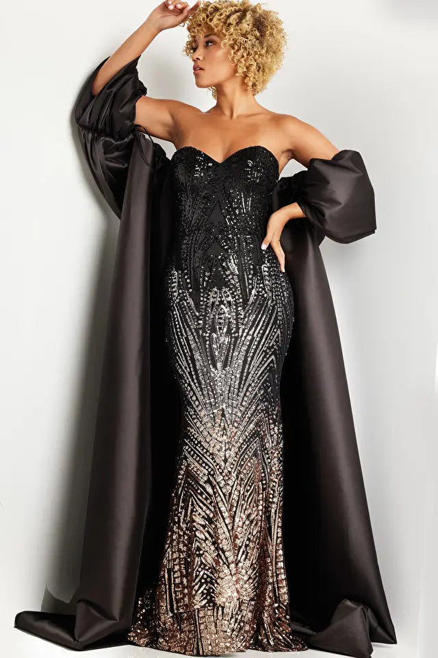 Jovani -38746 Embellished Strapless Prom Sheath Dress