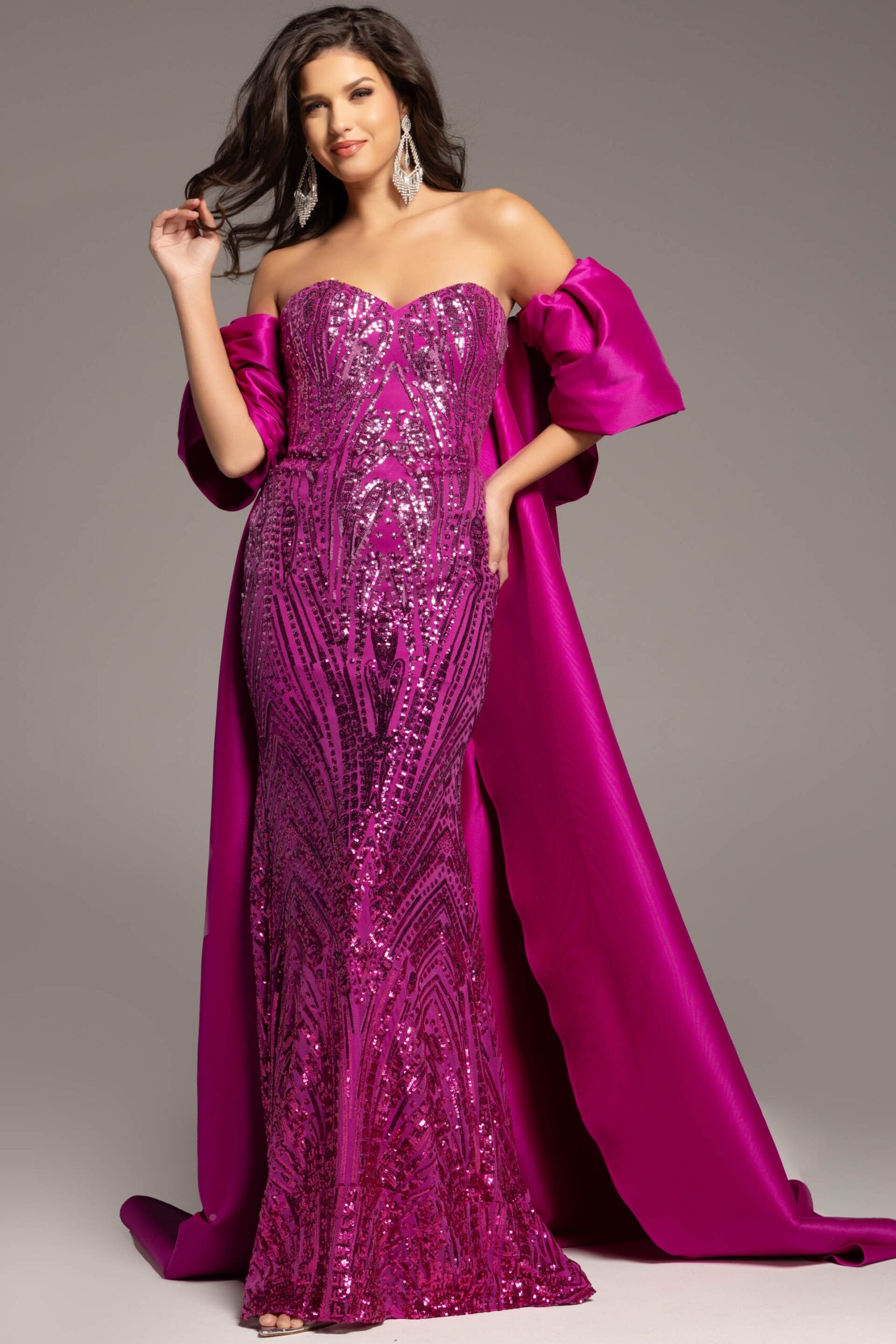 Jovani -38746 Embellished Strapless Prom Sheath Dress