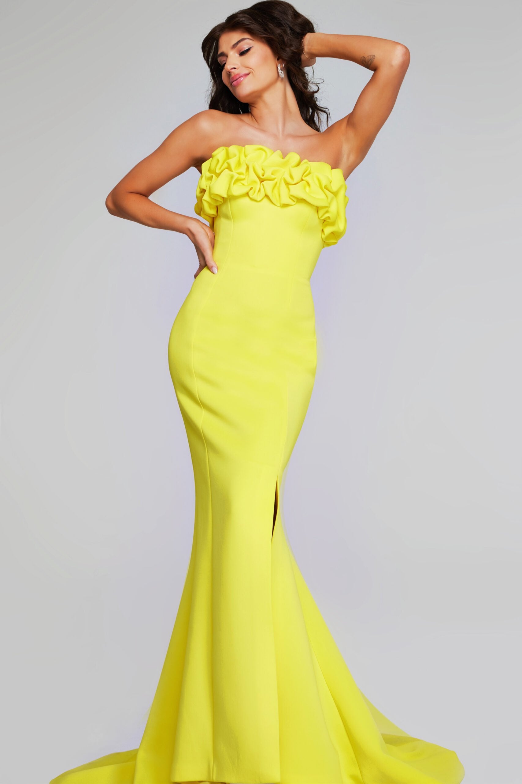 Jovani -38922B Strapless Ruffled fitted Mermaid Dress