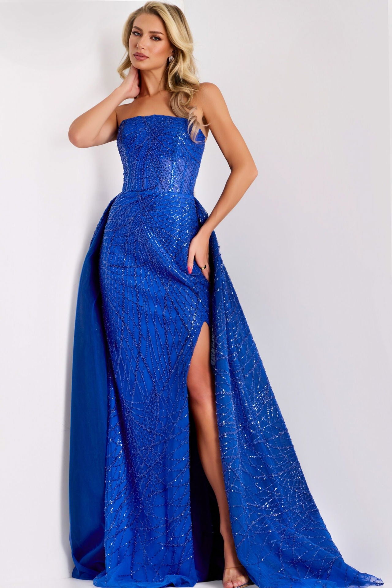 Jovani -39029 Embellishments Sequin Strapless A-Line Gown