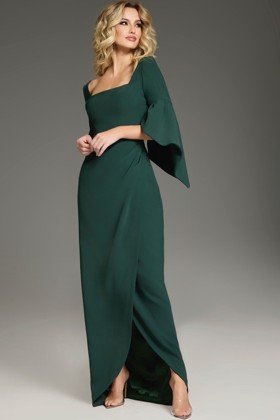 Jovani -39082 Elegant Floor-Length Evening Gown with Bell Sleeves
