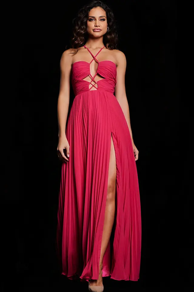 Jovani -39139 Halter Cut Out Prom A-Line Dress