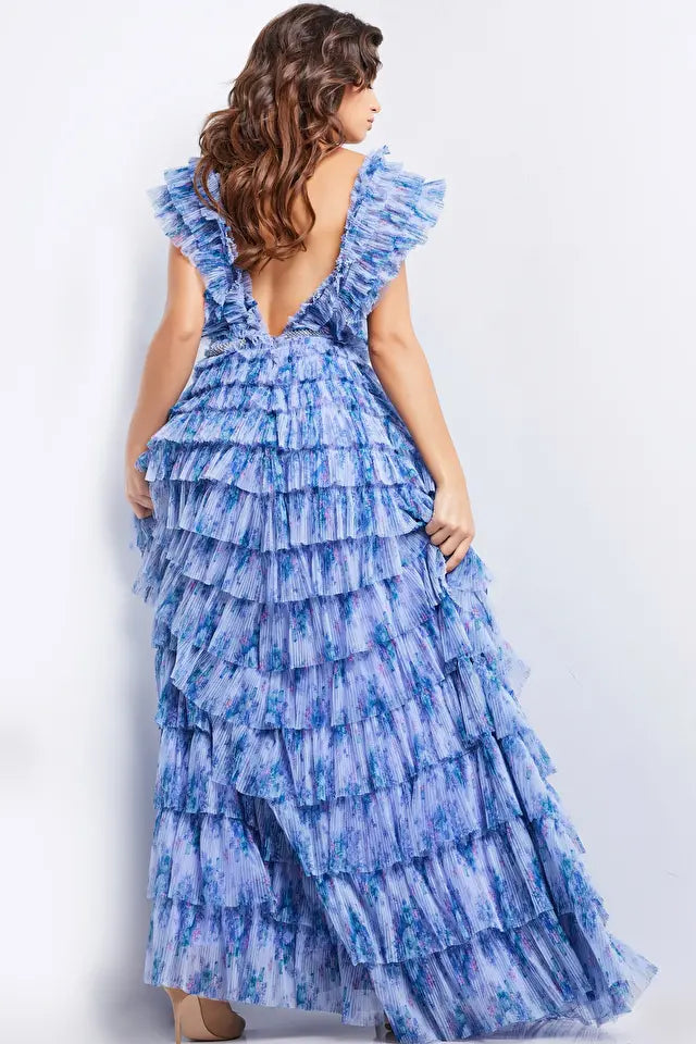 Jovani -39143 V-Neckline Ruched A-Line Dress
