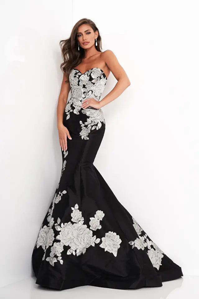 Jovani -3917  Floral Strapless Mermaid Evening Dress