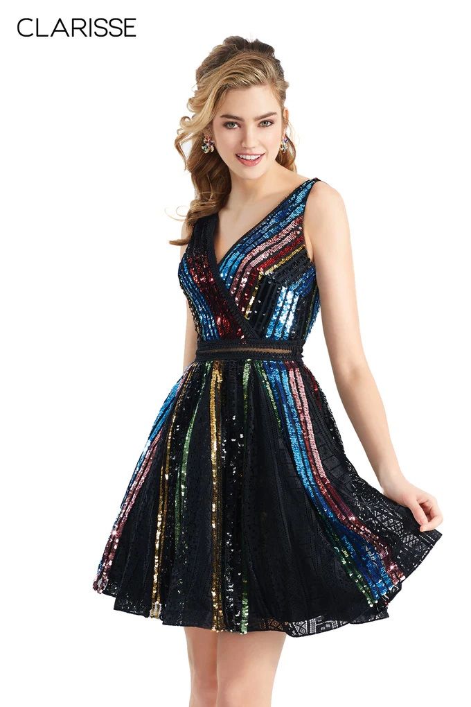 Clarisse -3948 Sweetheart Sequin A-Line Short Dress