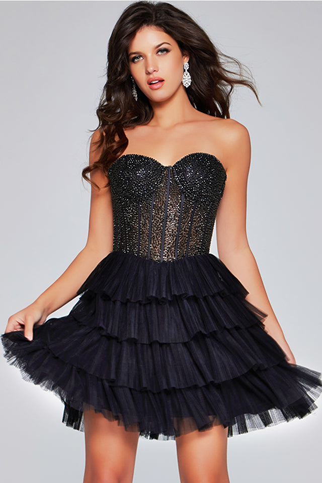 Jovani -39629 Strapless Corset Bodice Short Dress