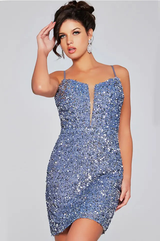 Jovani -39635 Sequin Fitted Short Dress
