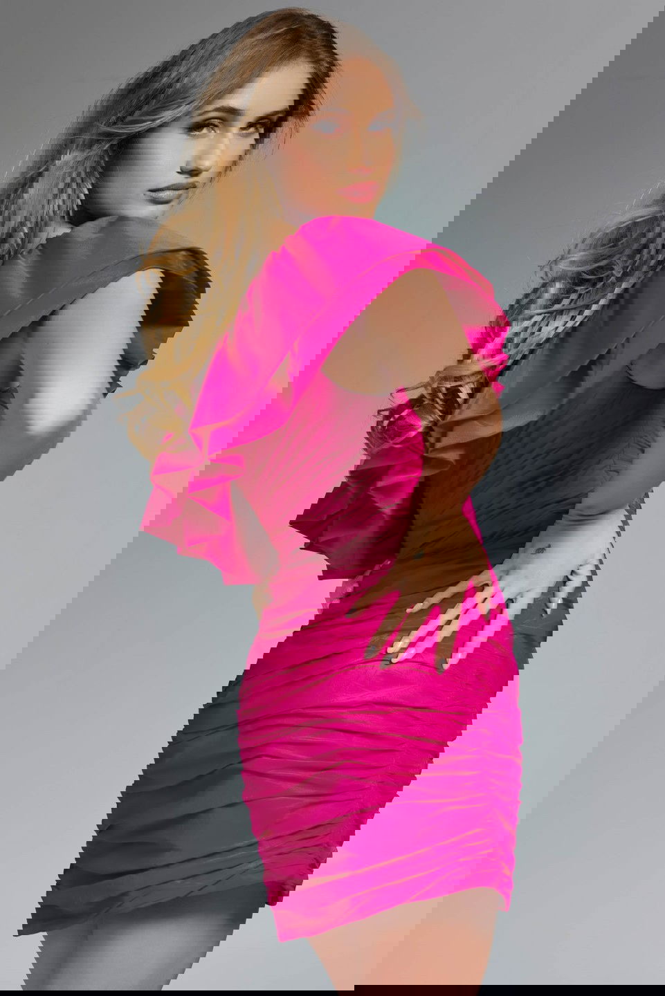 Jovani -39910 Ruffled One-Shoulder Ruched Short Dress