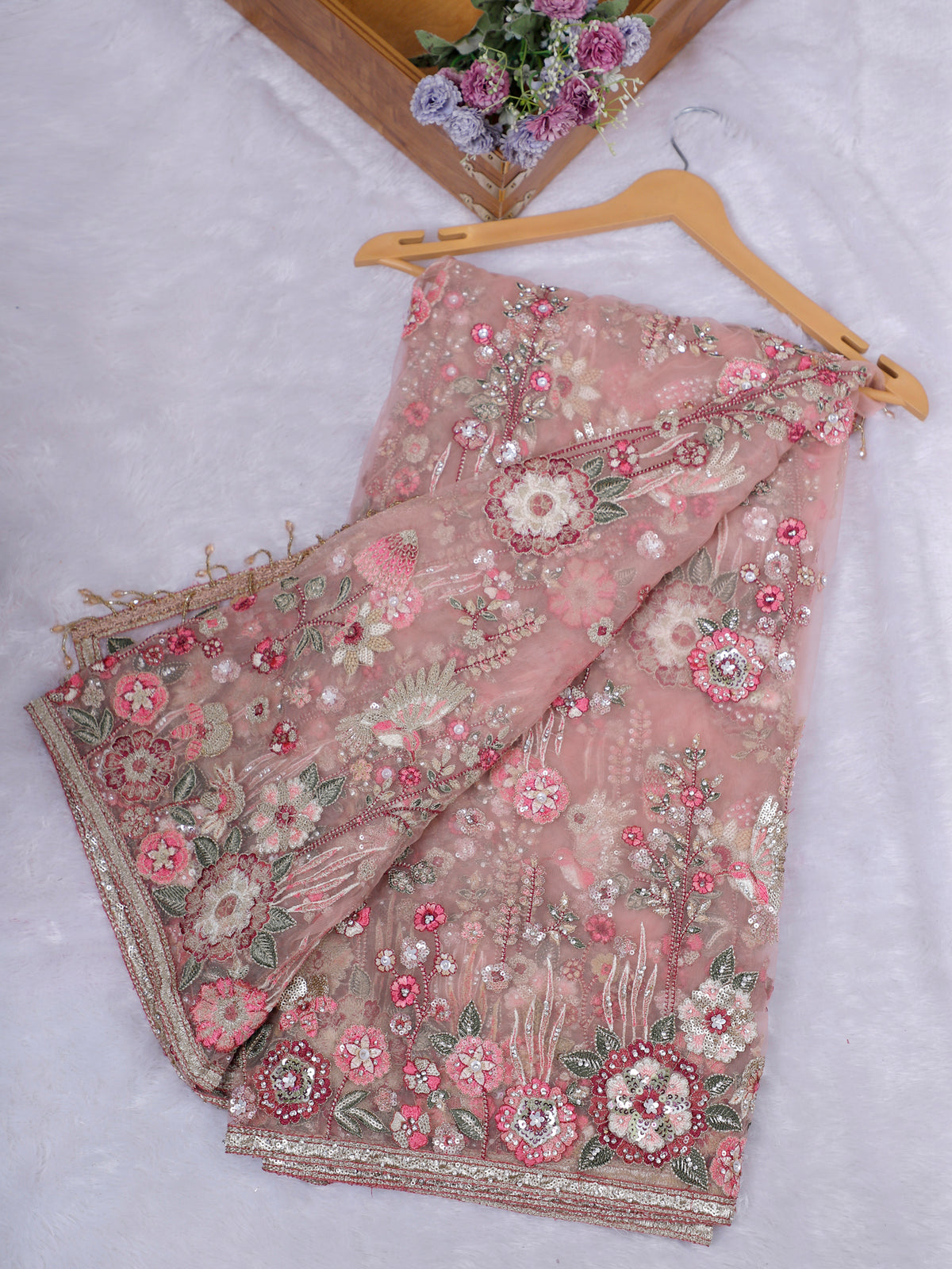 MyFashion KLS-2652 Blush Noore Multi Thread Diamond Saree
