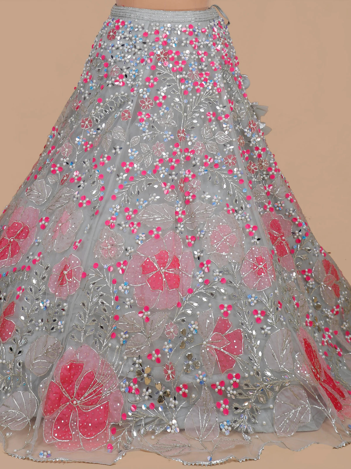 MyFashion KLS-2679 Evening Grey Net Lehenga with Mirror Aplique Work