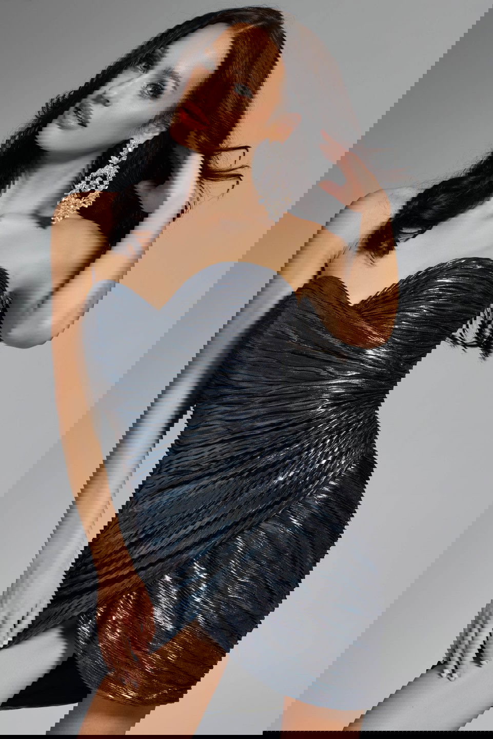 Jovani -40135 Strapless Metallic Ruched Short Dress