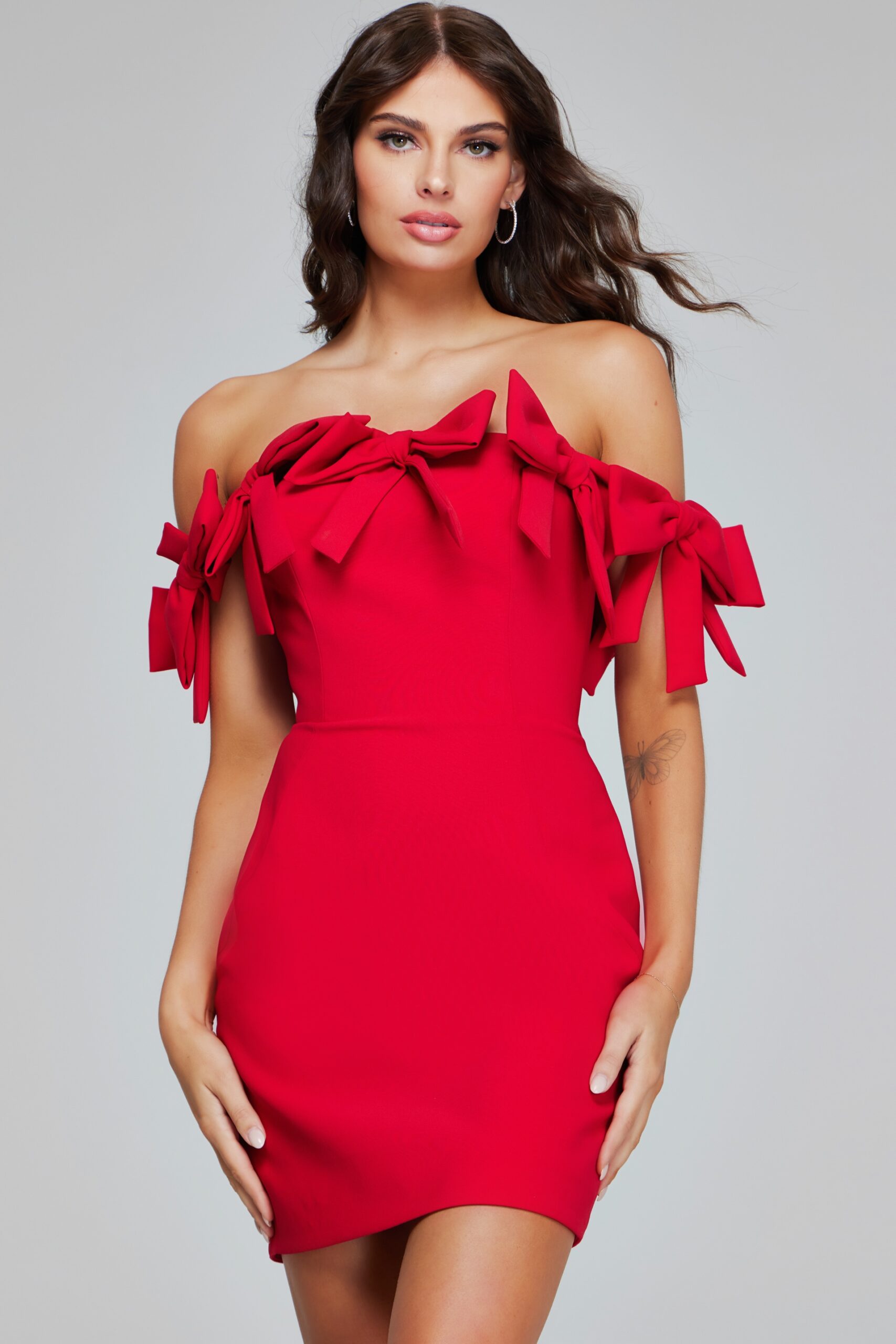 jovani red short dress Red Beaded Fitted Short Dress 39332