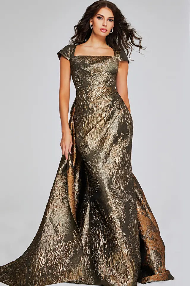 Jovani -40295B Square Neck Evening Dress