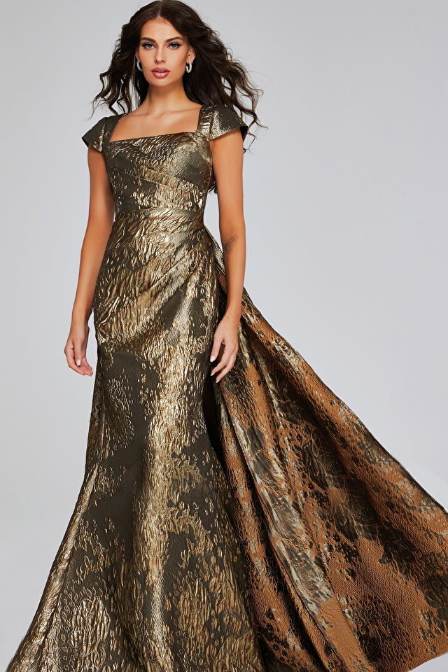 Jovani -40295B Square Neck Evening Dress