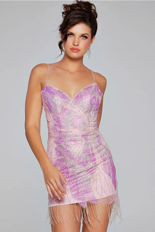 Jovani -40377 Corset Bodice Short A-Line Cocktail Dress