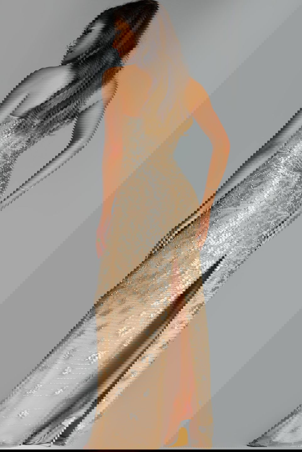 Jovani -40887 Embellished Strapless Sequin Column Gown