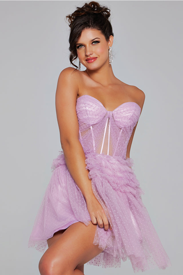 Jovani -40467 Sweetheart Neck Ruched Short Dress