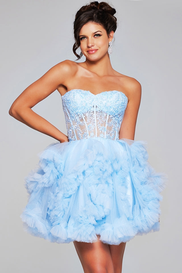 Jovani -40628 Strapless Ruffled Short Cocktail Dress