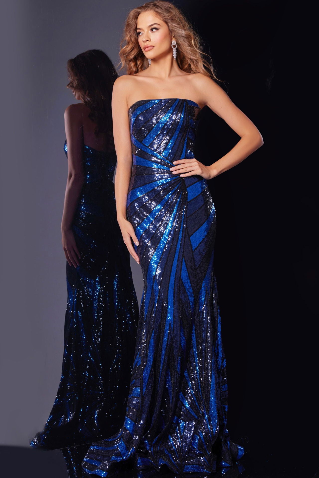 Jovani -40765 Strapless Metallic Sequin Gown