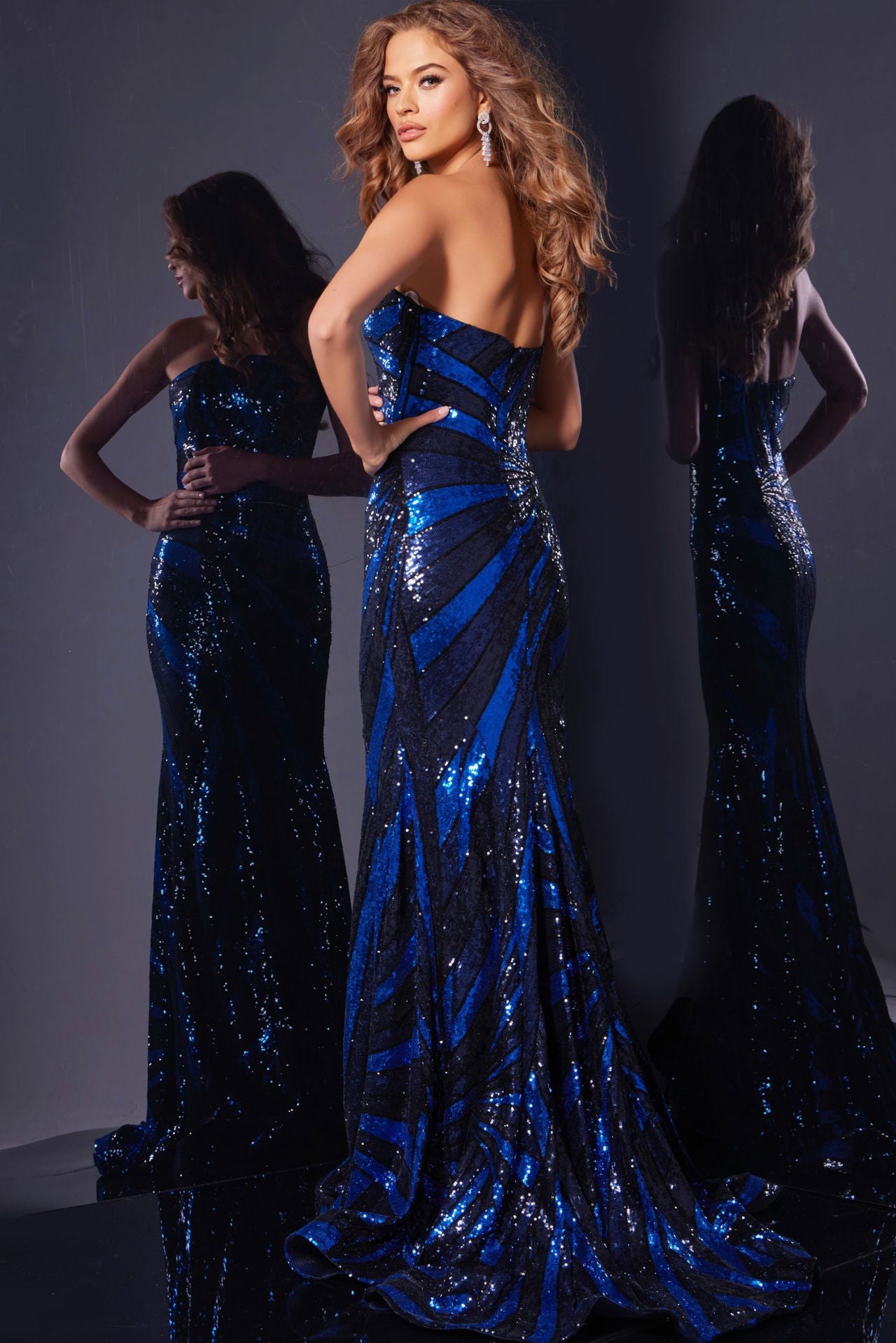Jovani -40765 Strapless Metallic Sequin Gown