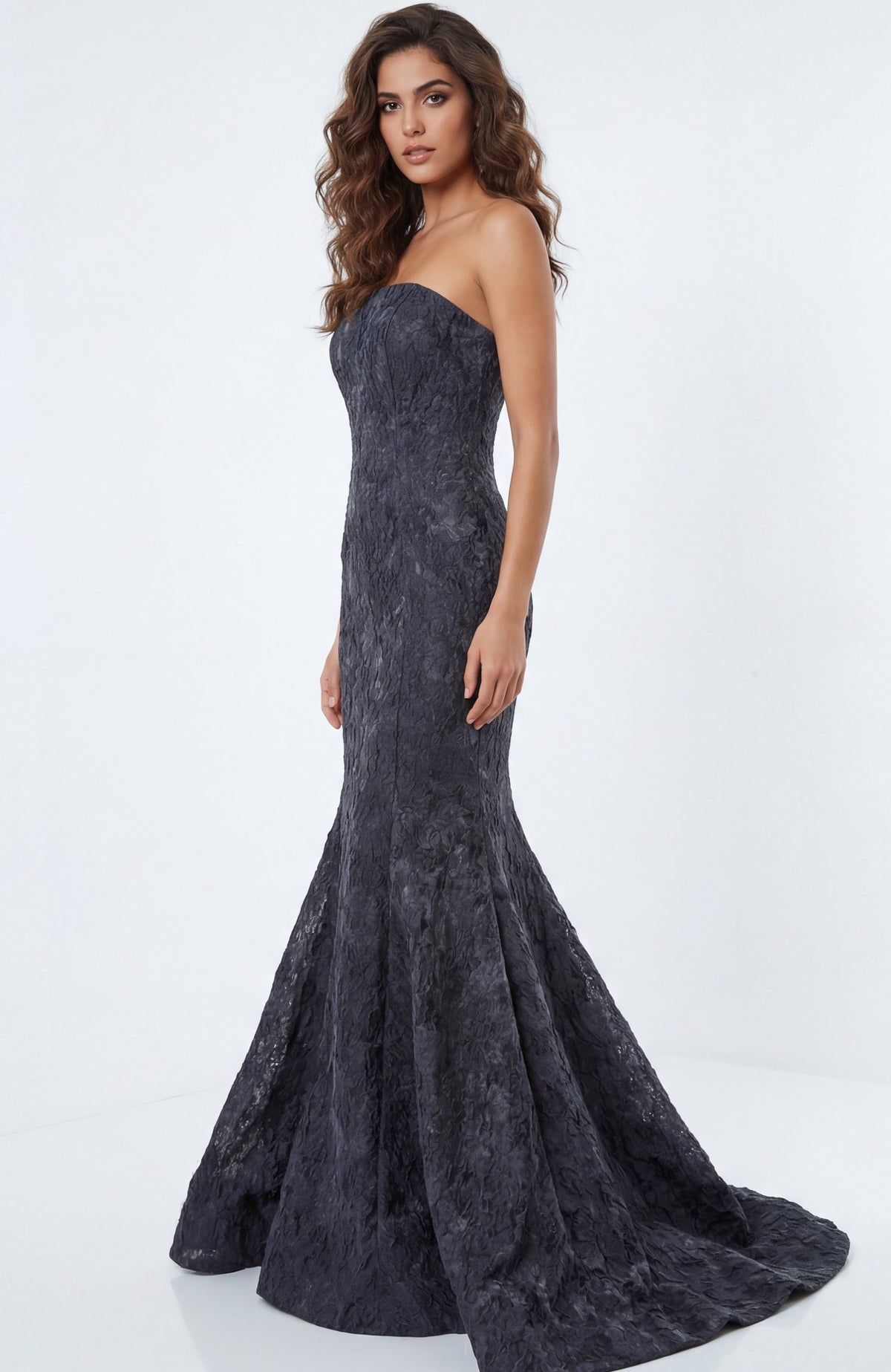 Jovani -41133B Strapless Textured Mermaid Evening Gown